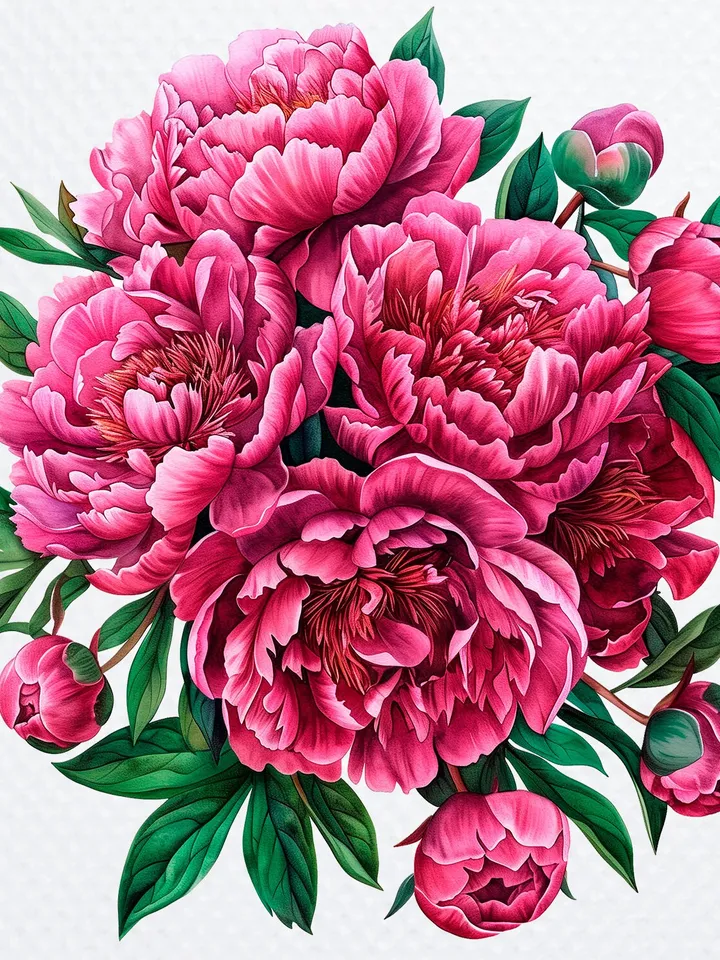 16 Peonies Bouquet PNG Clipart, Watercolor Peonies sublimation Print, Digital download, Peonies scrapbook images, Paper craft, junk journal