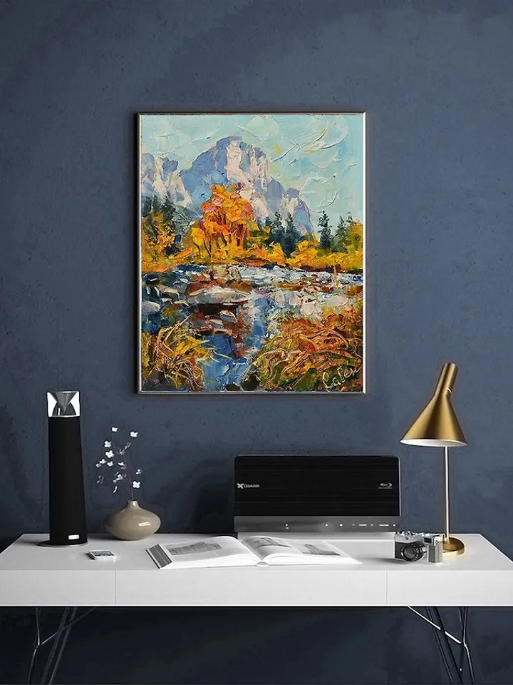 National Park Painting Mountains California Landscape America Yosemite Autumn