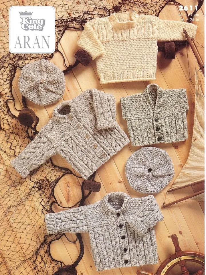 Knitting baby cardigan , Aran sweater Knitting baby Pattern PDF Cable Jacket Jumper DK 16 - 24 inch Instant download