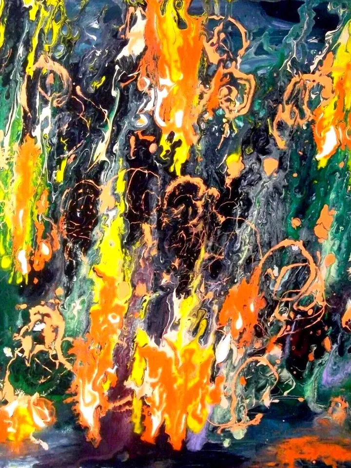 Holiday Firework Painting Art Abstract Large Original Artist Svinar Oksana