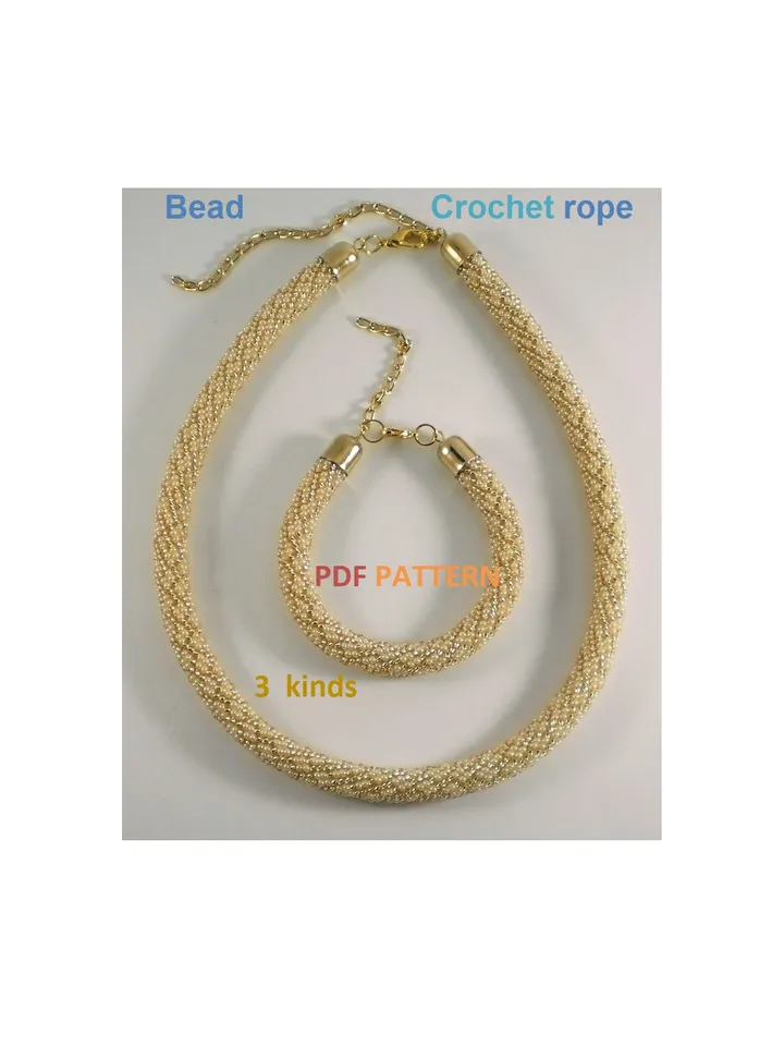 Bead Crochet Rope Necklace Bracelet pattern, pattern seed beads, DIY, bead jewelery, Instant Download, PDF patterns