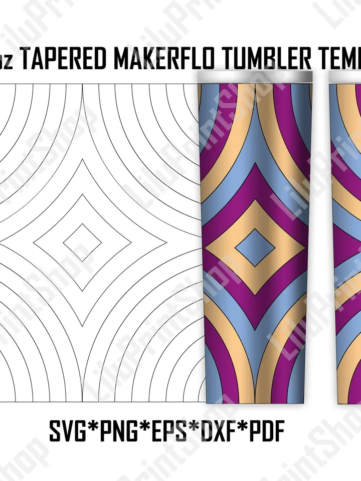 Burst tumbler template svg for 30oz tapered Makerflo Tumbler Weaved tumbler svg Tangram tumbler template cut file Instant download