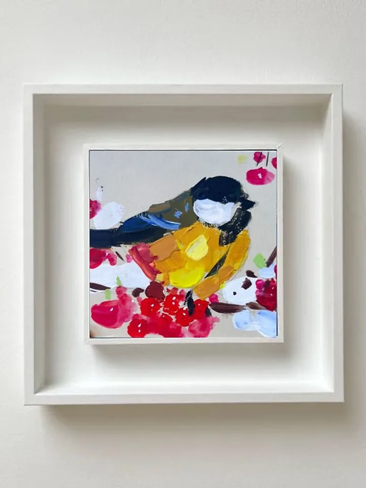 chickadee painting bird Original art Small Artwork Animal Art