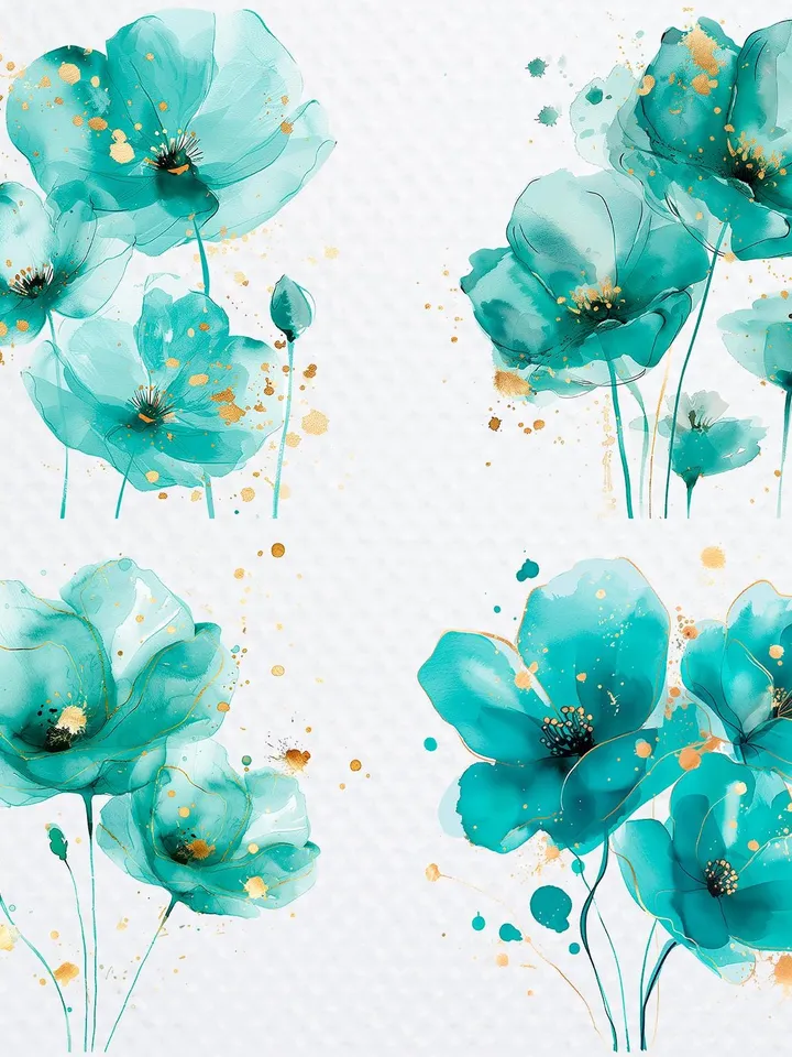 16 Abstract Flowers PNG Bundle, Flowers Print, Alcohol ink Watercolor clipart for sublimation, High Quality PNGs, Paper craft, junk journals