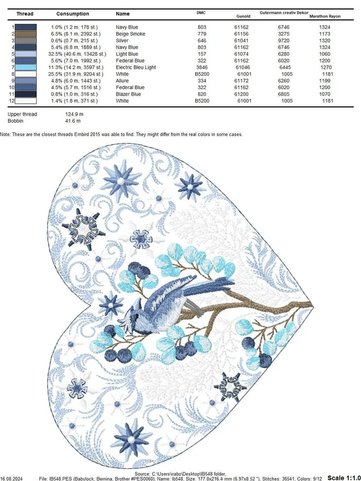 Machine embroidery design &quot;Heart of Winter&quot;