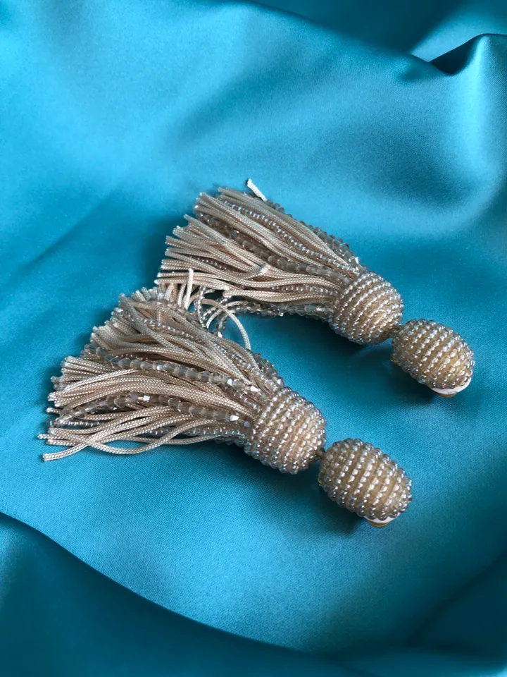 Short Tassel Beaded Earrings clip-on