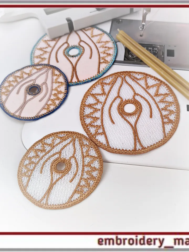 In The Hoop embroidery designs candle holders for drop protection 2 types in 2 sizes from Embroidery Manavi 05