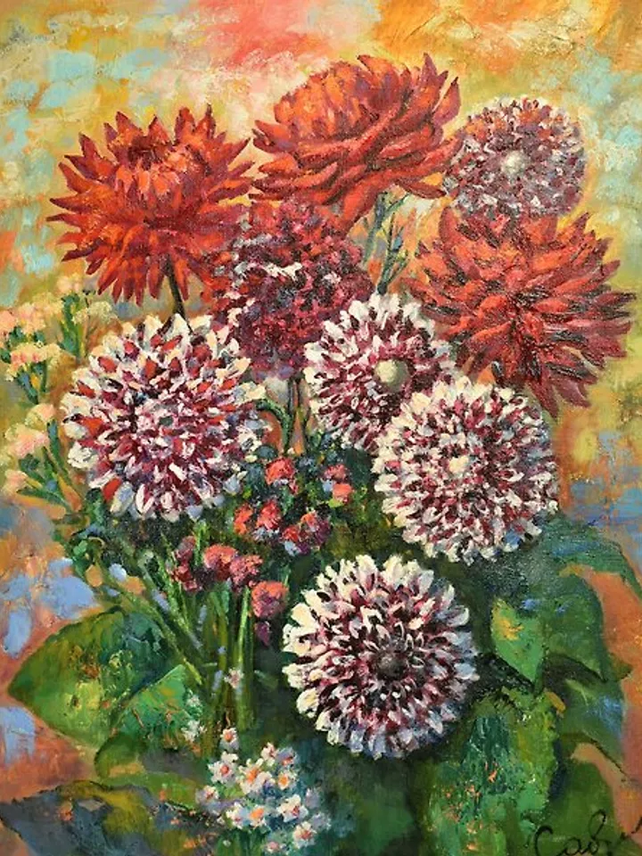 Flower Painting Original Art Floral Impressionism Oil Canvas