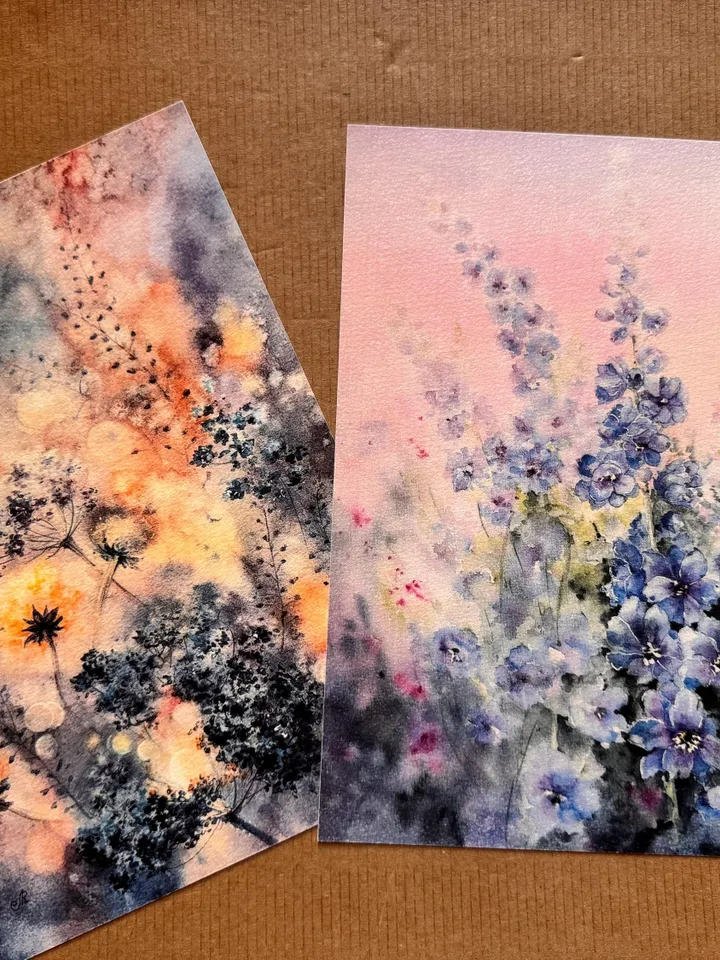 Wildflowers Painting Set of 2 Prints Flowers Watercolor Wall Art Floral Prints Flower Poster