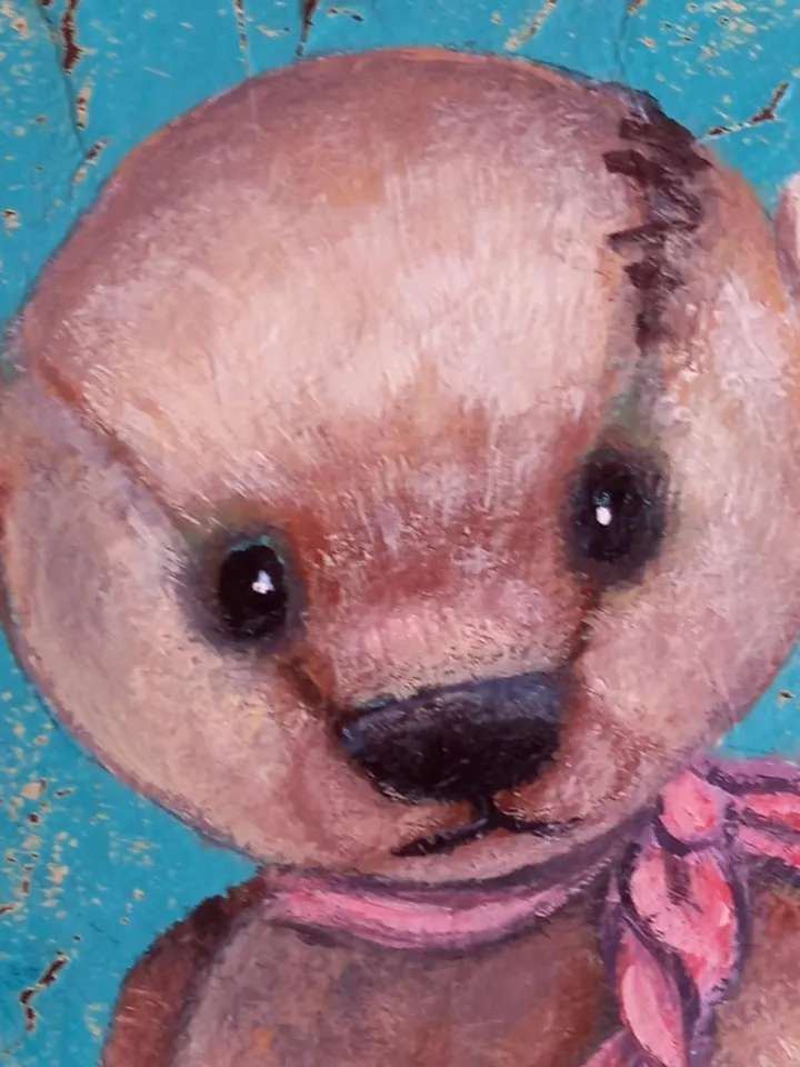 Teddy bear original oil painting 20x25 cm