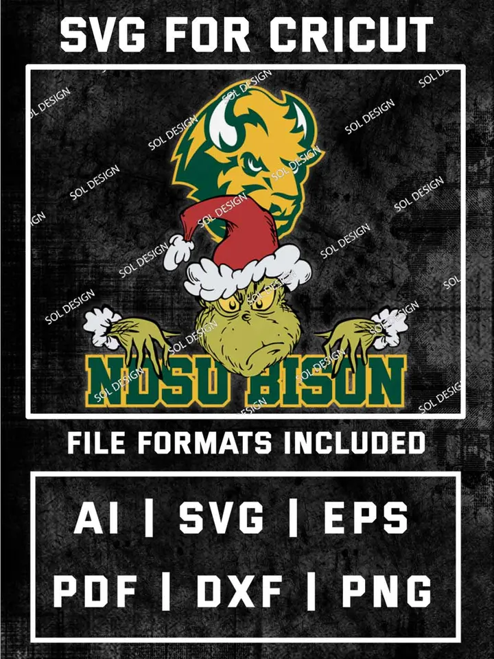 Grinch North Dakota State Bison SVG, NCAA SVG Design, NCAA NDSU Bison SVG, NCAA North Dakota State Cricut, Christmas Svg, Grinch svg, Digital Download