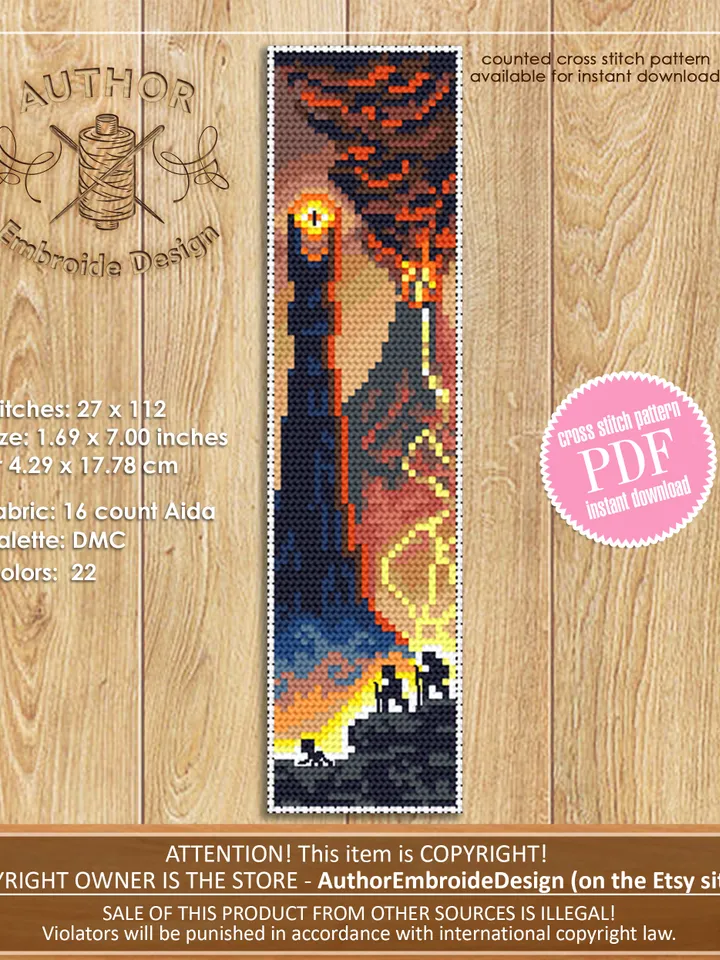 Fantasy bookmark set cross stitch pattern download PDF Fairy door cross stitch Magic handmade bookmark Nature cross stitch Wizard world #B90