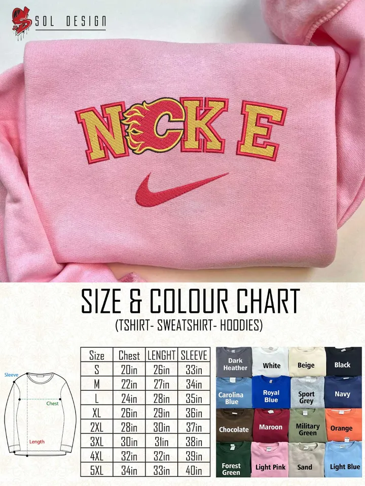 Calgary Flames Embroidered Sweatshirt, NHL Flames Embroidered T Shirt, NHL Embroidered Sweater, NHL Calgary Flames Shirt, Hockey Embroidered Hoodie
