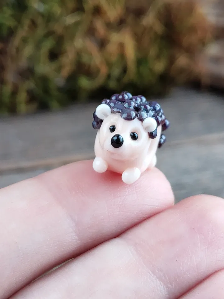 Hedgehog charm Hedgehog dread beads Hedgehog bead Hedgehog bracelet Glass Hedgehog BHB big hole bead Lampwork Hedgehog jewelry