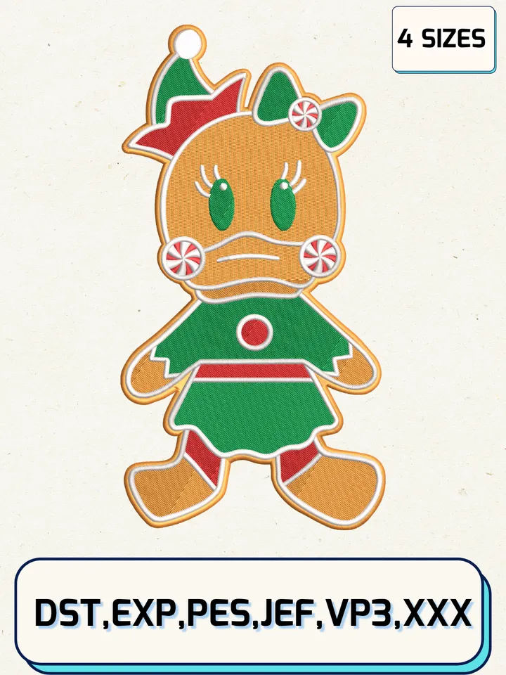 Disney Donald Daisy Christmas Gingerbread Embroidery Design Files,Christmas Embroidery Designs,Machine Embroidery Files,4 Sizes