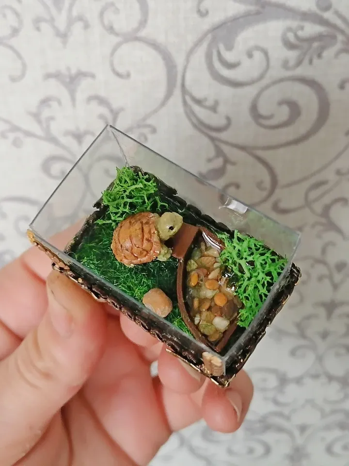 Turtle terrarium. Puppet miniature.1:12 scale.