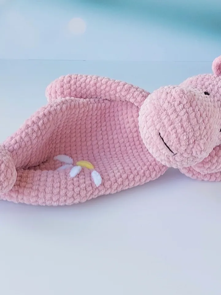 Pattern crochet animal, Hippo comforter, Snuggler toys, Pattern Hippo, Amigurumi Hippo Lovey, PDF Tutorial in English.