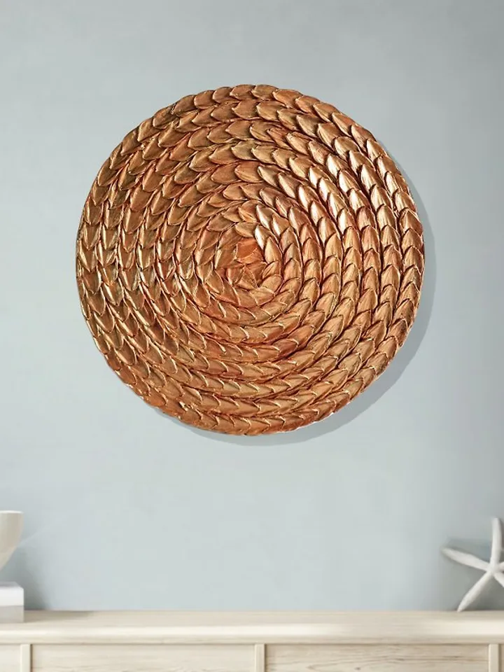 Bronze texture wall art 30 cm, Round wall decor, Abstract artwork, 3D Wall paint