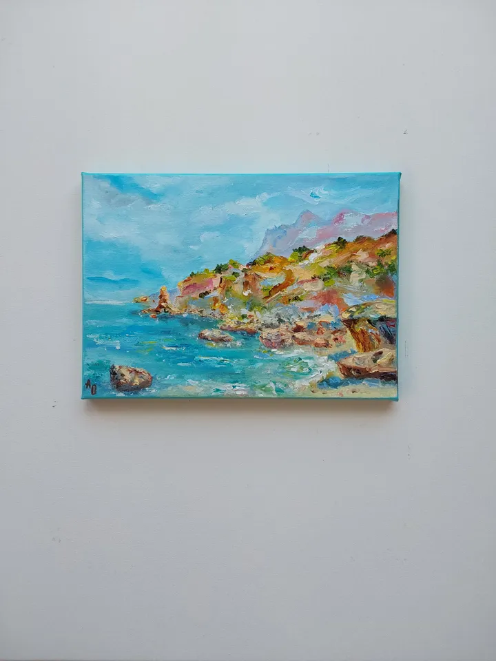 "Sea Bay" Landscape with oil on canvas 35x25cm (14x10inches)