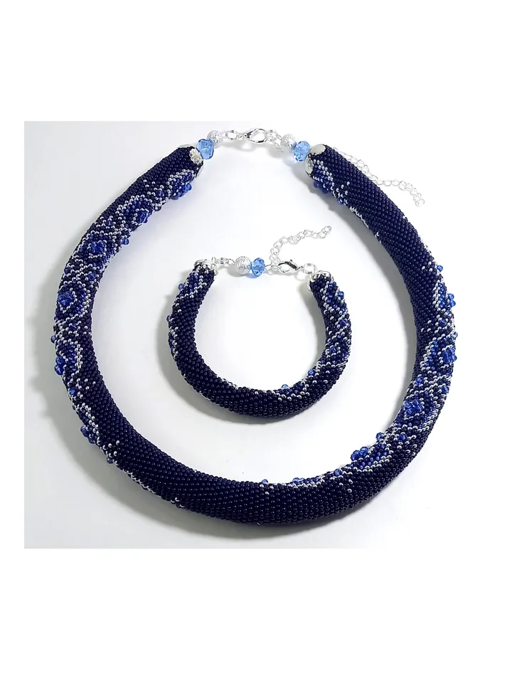 Bead Crochet Rope patterns for beading «Roberta» Necklace and Bracelet. PDF patterns, Instant Digital Download
