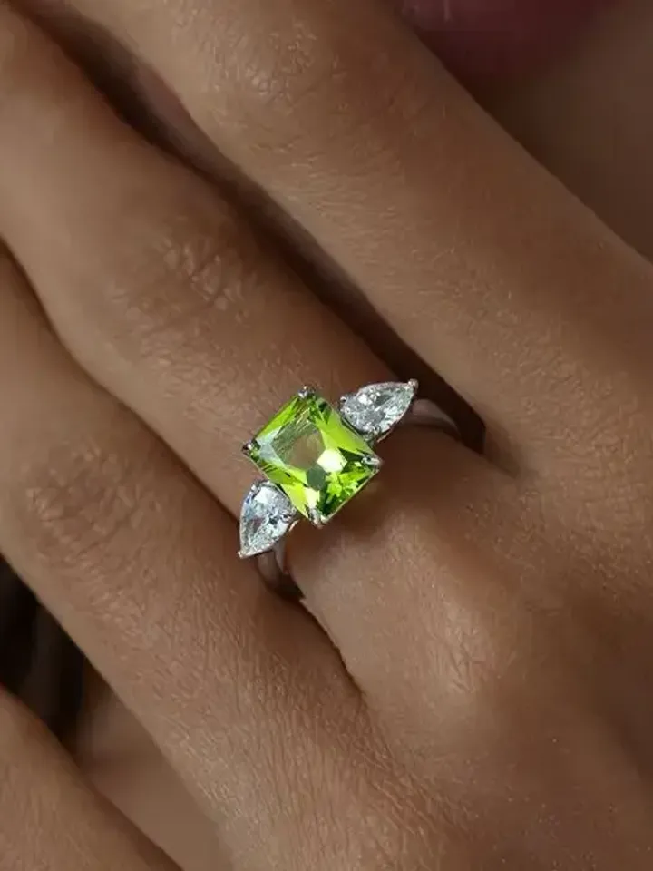 Silver ring for women 925 assay value with sitall and cubic zirconia stones