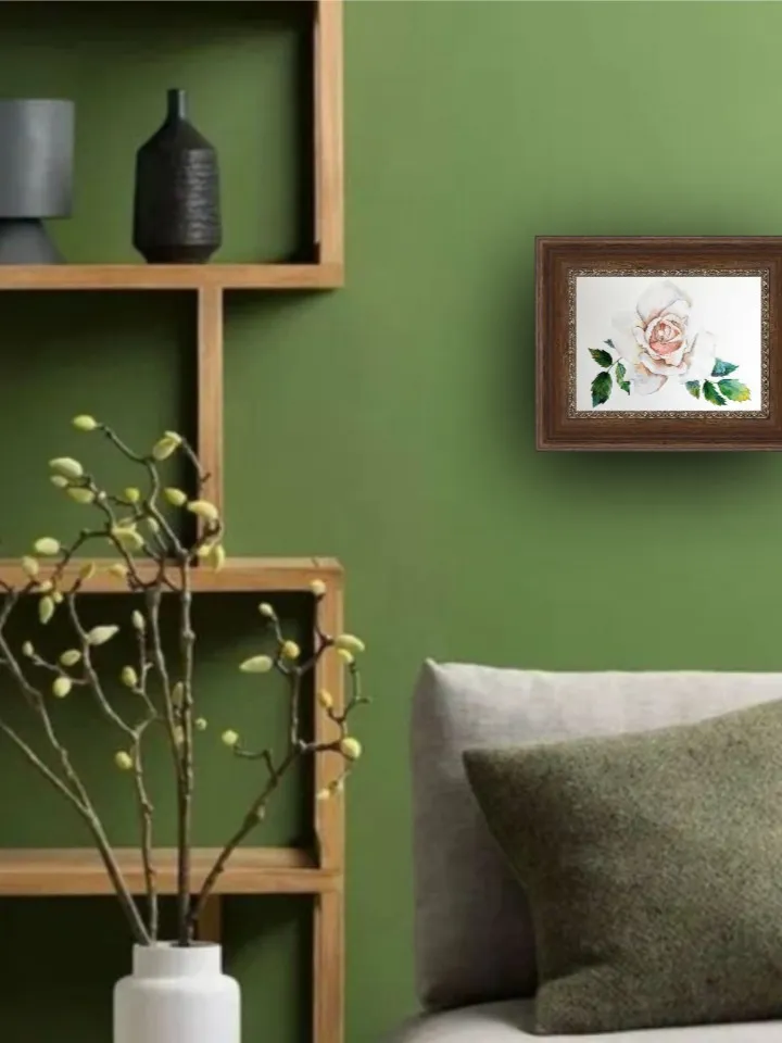 White Rose painting original watercolor art plant floral artwork flower