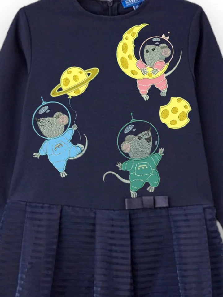 Mices in space set of machine embroidery designs digital embroidery pattern Animal Machine embroidery motif Cute embroidery pattern