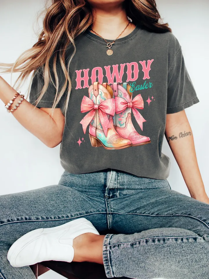 Howdy Easter Png, Western Easter Bunny PNG, Cowboy boots Easter, Happy Easter Png, Funny Easter Png, Retro Easter Shirt