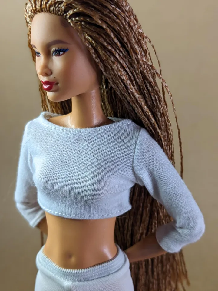 White long-sleeve top for 1/6 scale fashion female dolls