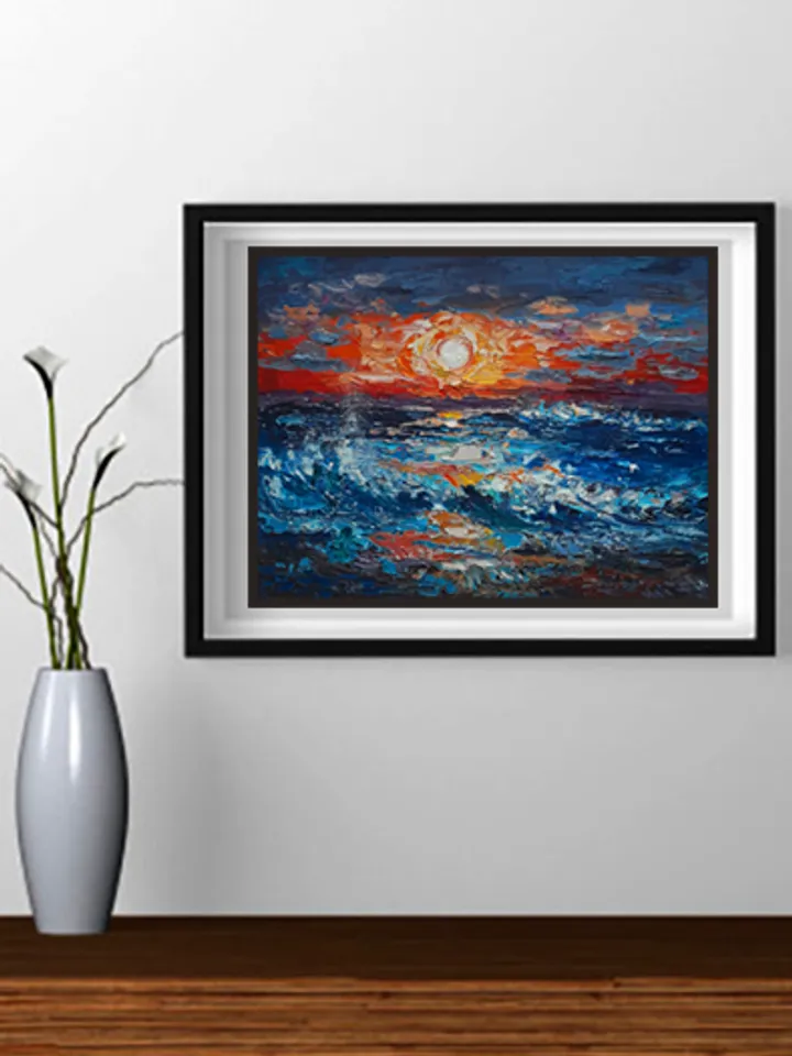 Oil painting Sunset on the sea 24x30 cm (9,5х11,8 inches)