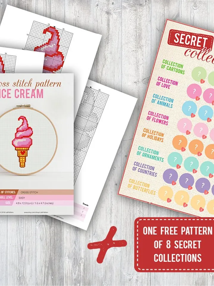 Cross stitch pattern Ice Cream Cross stitch pattern Food PDF Format Instant Download Home decor Modern
