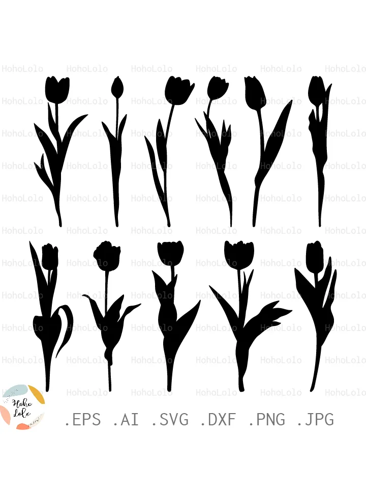 Tulip Svg, Tulip Silhouette, Tulip Cricut, Tulip Clipart Png, Tulip Stencil, Tulip Template Dxf, Tulip Flower, Flower Svg, Flower Cricut