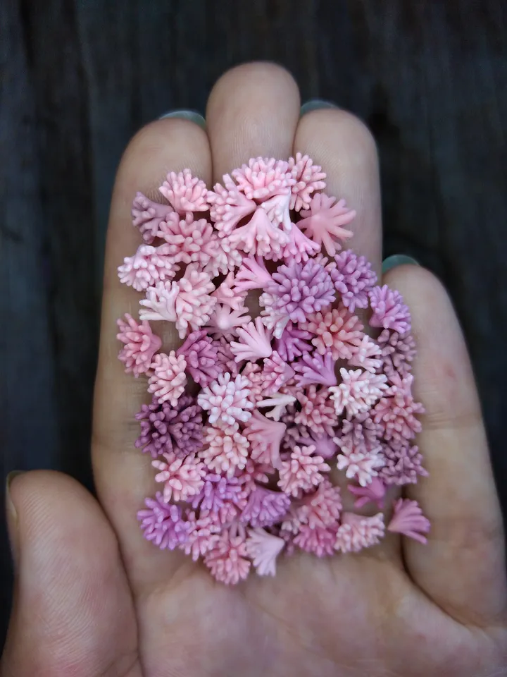 Set of miniature corals shades of pink, tiny corals for diorama, dollhouse or resin art