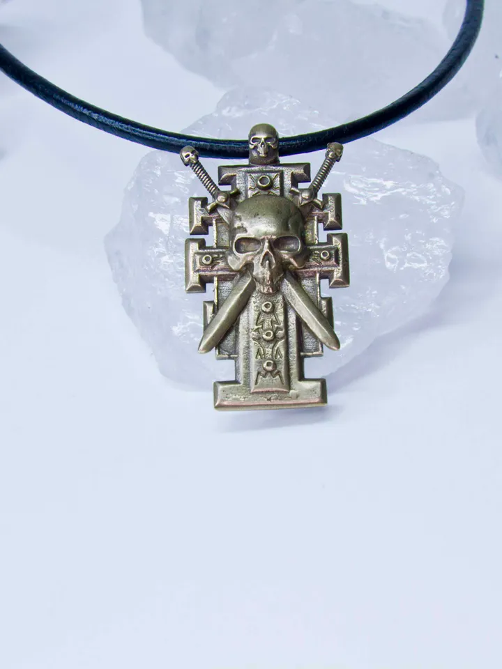 Solid Brass Ordo Xenos Insignia with Skull and Crossed Swords