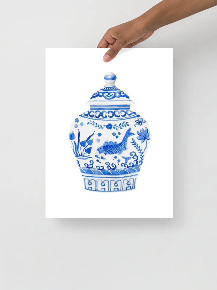Chinoiserie Wall Art  Traditional Chinese Blue and White Porcelain Vases Giclee Wall Art Room Decoration Home Decor Gift Idea Vintage Poster
