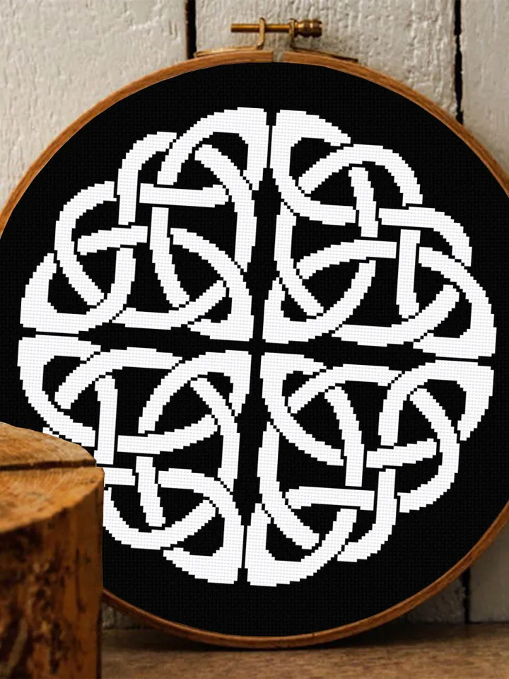 Celtic knot cross stitch pattern download PDF Monochrome cross stitch chart Celtic embroidery PDF Simple mandala digital DIY Home decor #M51