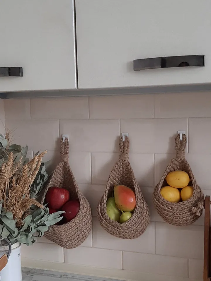 Wall hanging crochet basket pattern | Crochet pattern | Wall decor DIY | Teardrop Basket | storage basket | Rustic home organization