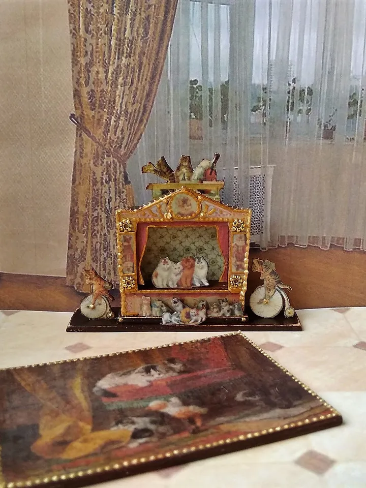 Miniature theater of cats.1:12 scale.