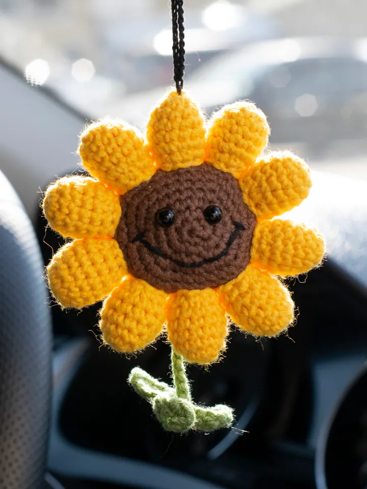 Sunflower car hanging, car accessories for women, rear view mirror boho charm, cute car pendant, jeep car mirror hanger