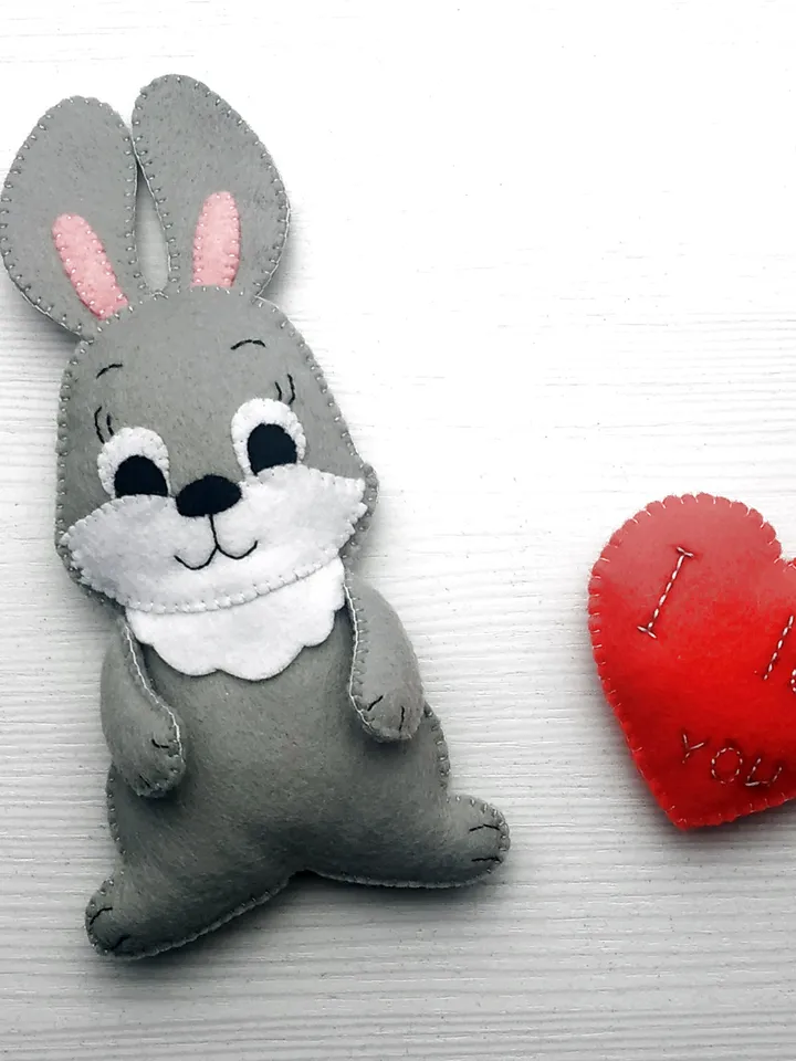 Bunny pattern, Felt pattern, Valentine pattern, Felt bunny pattern, Plush bunny toy sewing pattern, Valentines ornament, Valentines day gift