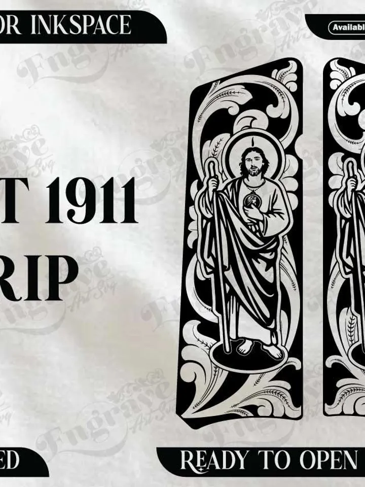 Colt 1911 Grip Scroll Design,lasercut,laserengraving,fiberlaser,engravingfiles