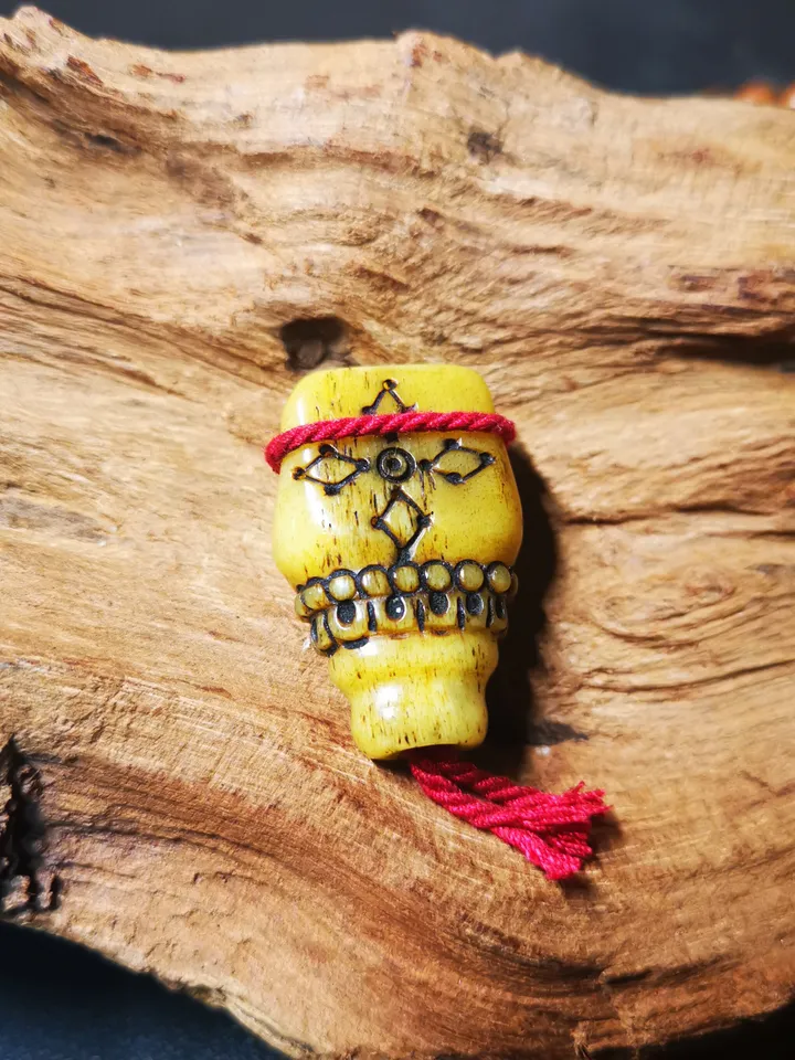 Gandhanra Tibetan Yak Bone Carved Guru Bead,T-drilled 3-Hole Prayer Bead,Mala Bead,Connector Bead for Buddhist Bead Accessories
