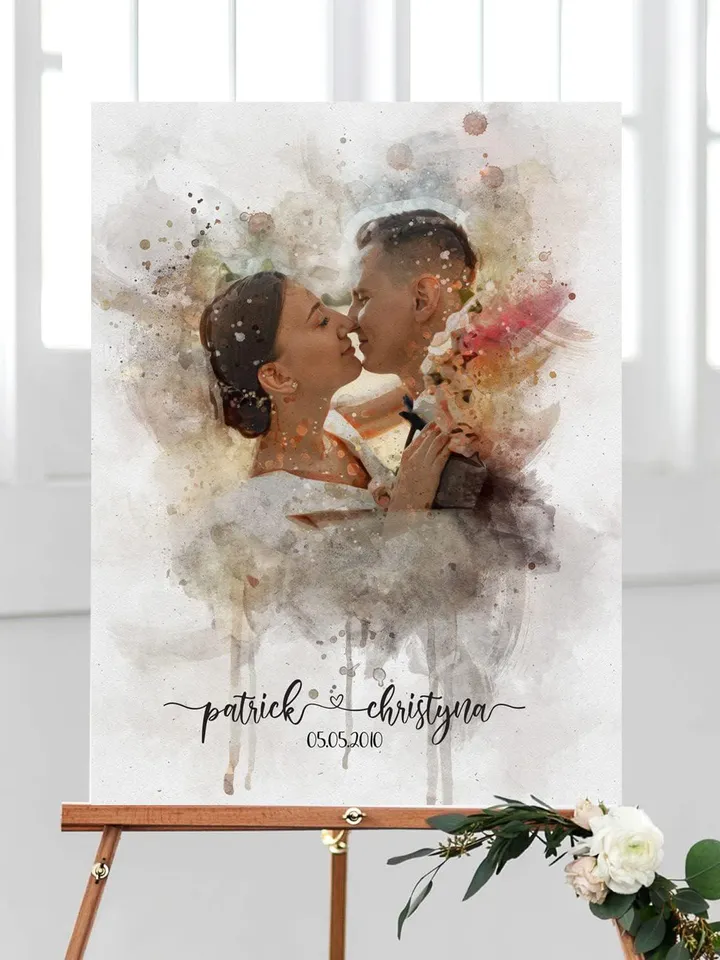 Personalized Painting from Photo Watercolor Couple Portrait Art Family Illustration Wedding Gift Anniversary Gift for Wife Husband Her