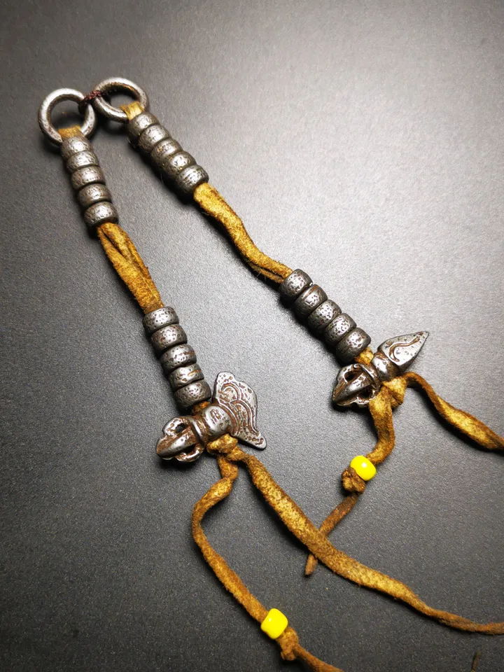 Gandhanra Handmade Tibetan Buddhist Mala Counters,Prayer Bead Counters,with Kartika and Kila Pendant, Made of Cold Iron