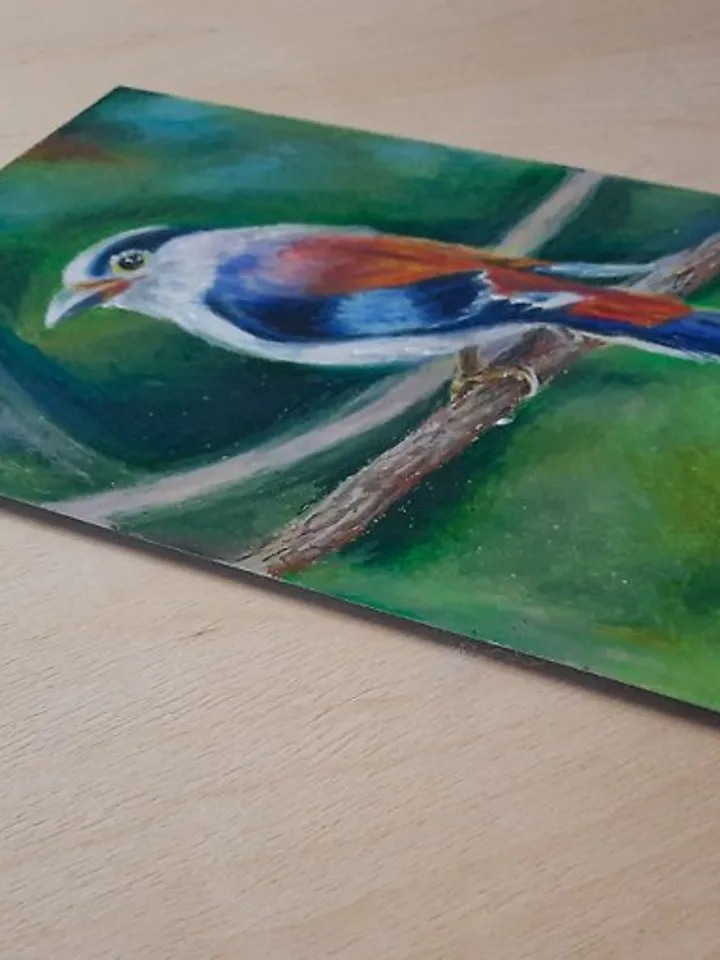 Bird painting Animal painting Original painting Oil pastel painting Wall art