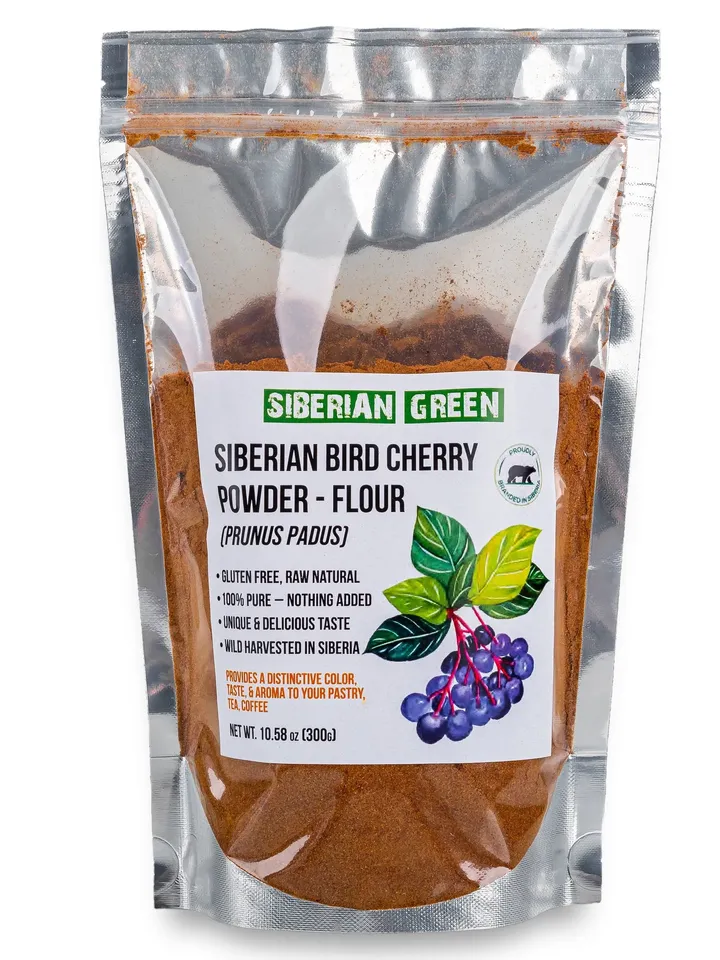 Siberian Bird Cherry Fine Powder Flour 300g Wild Harvested from Altai Region