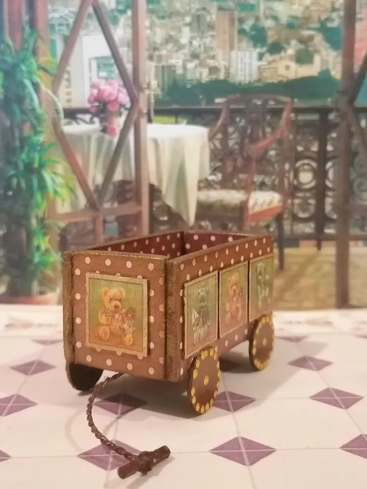 Trolley for dollhouse. Doll toy.1:12 scale.