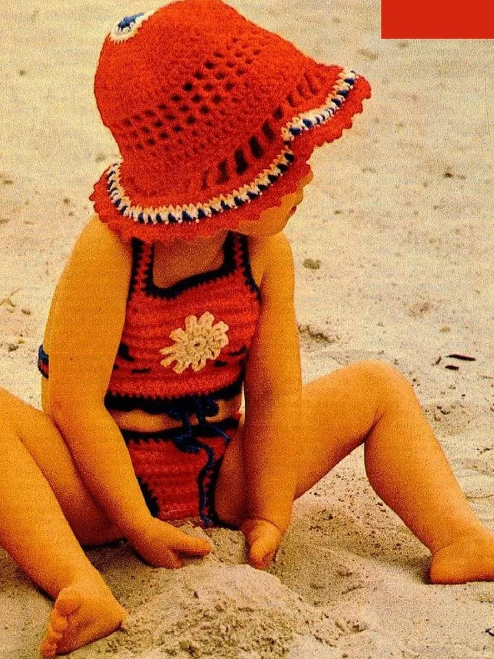 Vintage Crochet Pattern Tots Beach Set Digital Download PDF