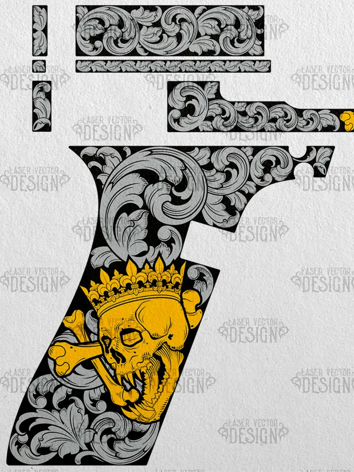 VECTOR DESIGN Glock 20 FS Skull with crown and scrolls