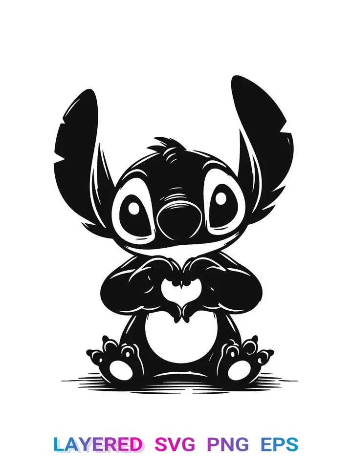Stitch Heart 💙 SVG, Disney Love PNG, Cute Stitch Clipart